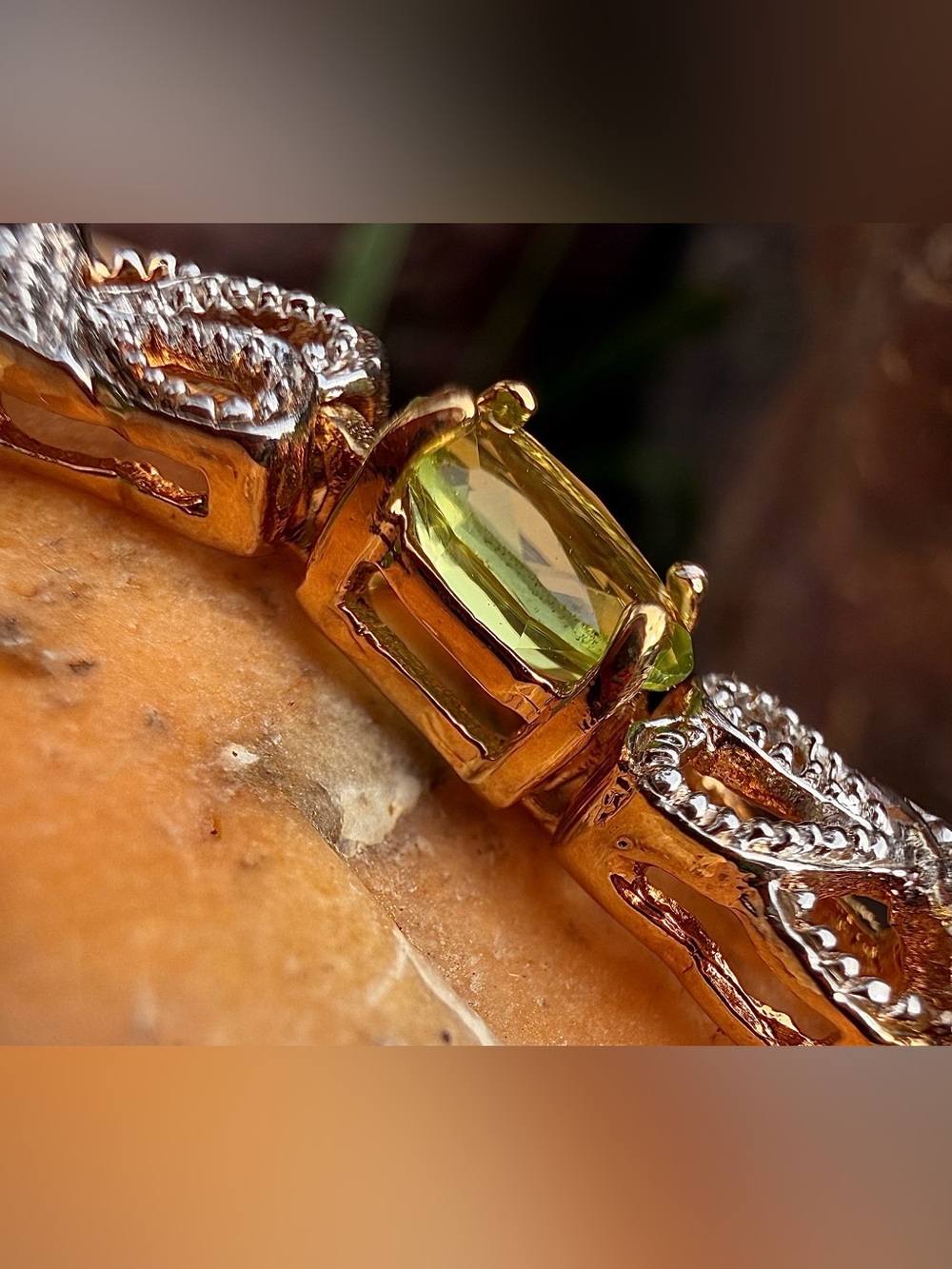 3.55 CTW Peridot & Diamond Gold Plated Bracelet 7.7” - Picture 5 of 13